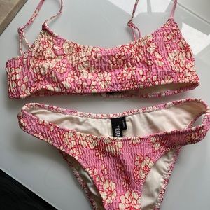 Triangle pink scoop top bikini